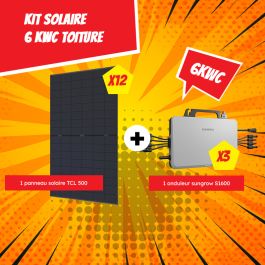 Kit Solaire 6 kWc Toiture - 12 Panneaux 500 Wc + 3 micro-onduleurs Sungrow 