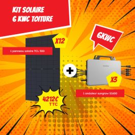 Kit Solaire 6 kWc Toiture - 12 Panneaux 500 Wc + 3 micro-onduleurs Sungrow 