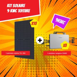 Kit Solaires 9 kWc Toiture - 18 Panneaux 500 Wc + 3 micro-onduleurs Sungrow 